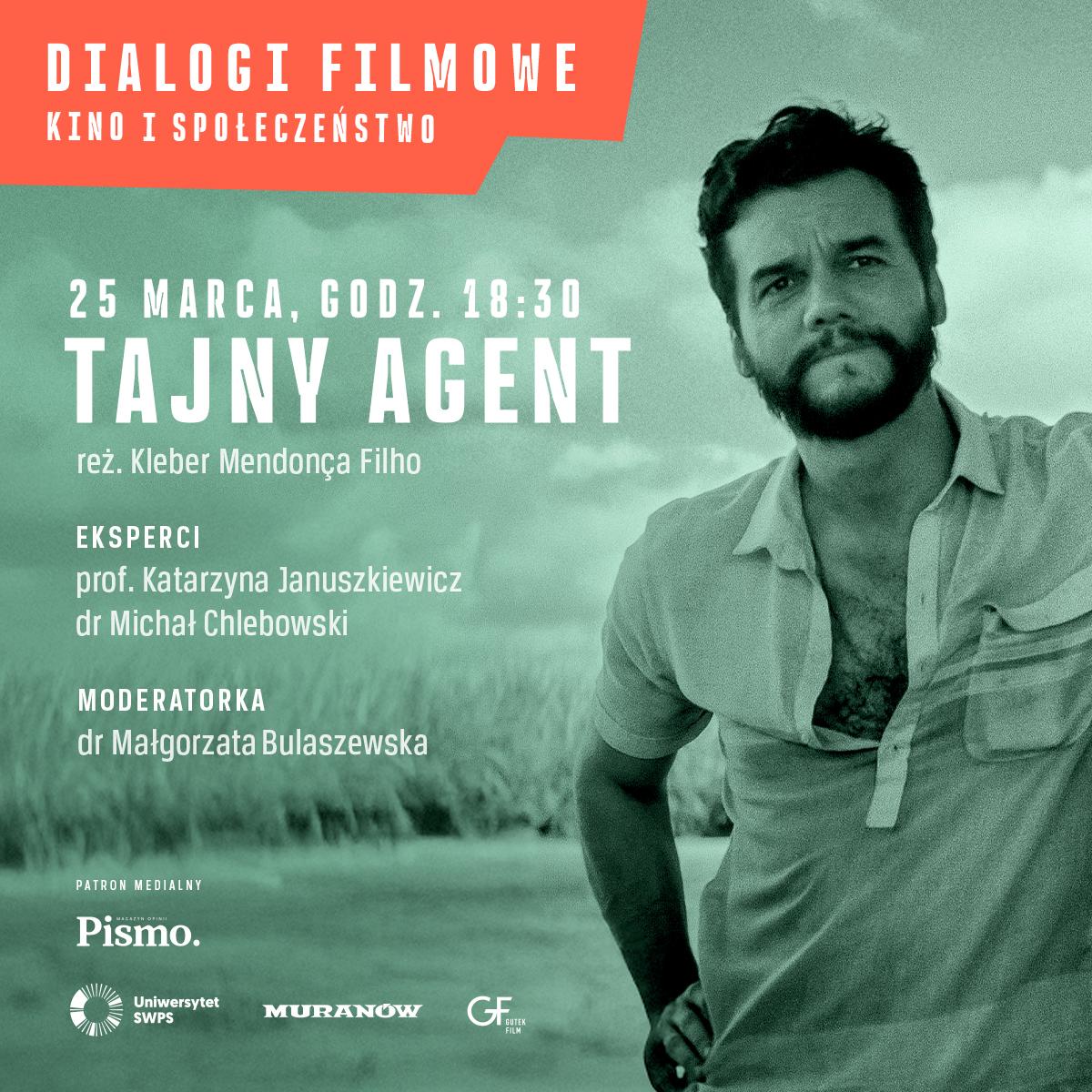 Plakat promujący film pt. Tajny agent (2025 r., reż. Kleber Mendonça Filho)