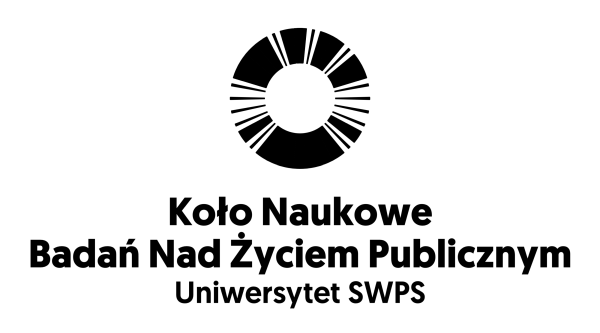Logo: Koło Naukowe Badań nad Życiem Publicznym. Uniwersytet SWPS
