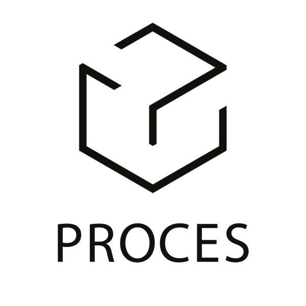 Logo: Koło Naukowe PROCES na Wydziale Wzornictwa Akademii Sztuk Pięknych w Gdańsku