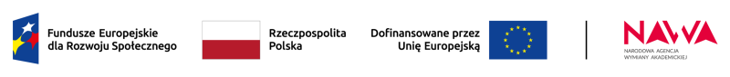 Cztery logo. Logo 1: Fundusze Europejskie dla Rozwoju Społecznego, logo 2: Rzeczpospolita Polska, logo 3: Dofinansowane przez Unię Europejską, logo 4: Narodowa Agencja Wymiany Akademickiej