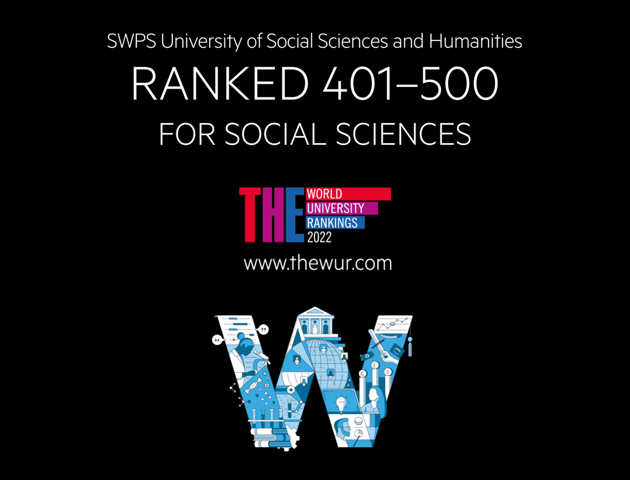 Uniwersytet SWPS pierwszy w Polsce w dziedzinie nauk społecznych w THE World University Rankings 2022