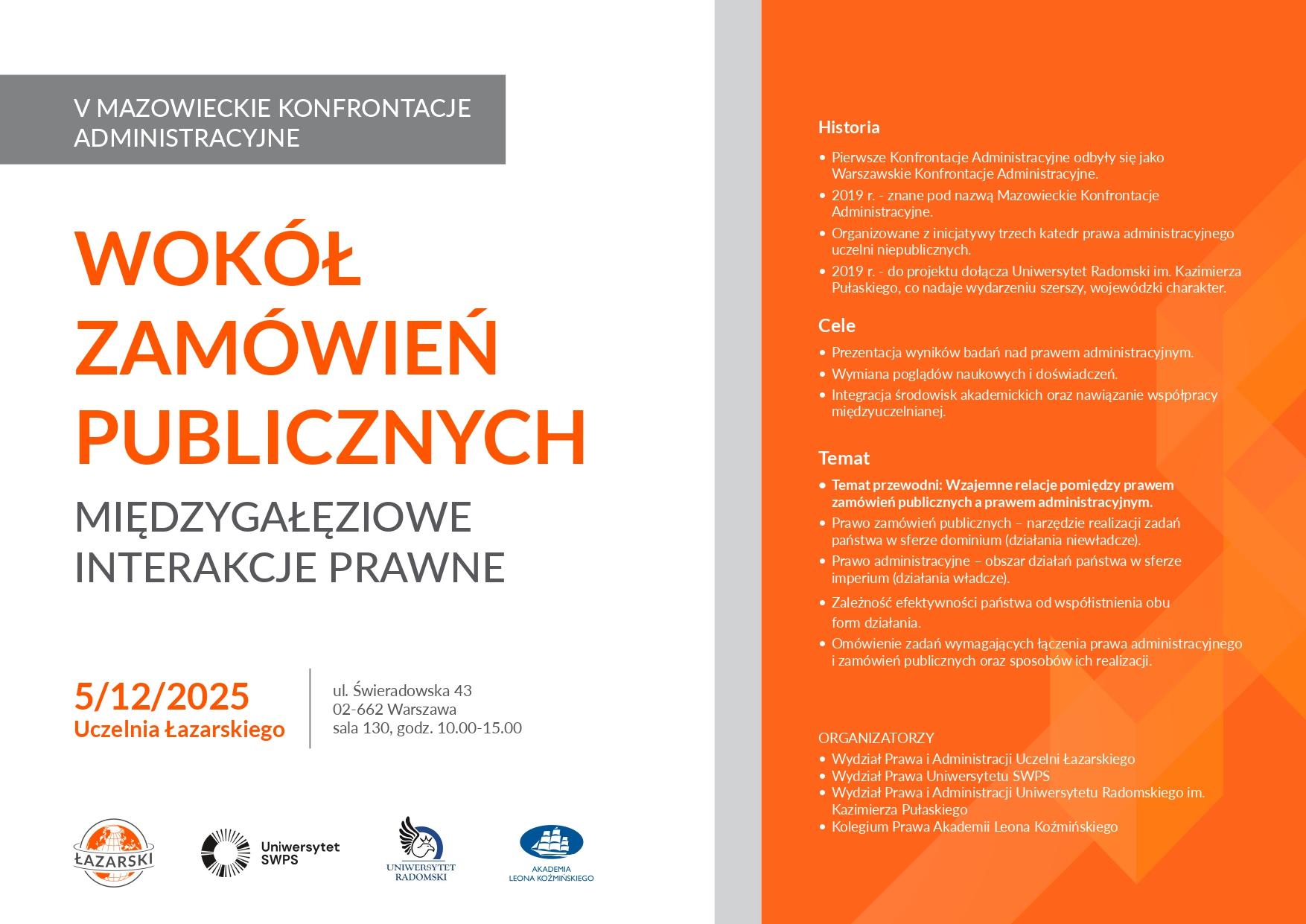 Plakat konferencji V Mazowieckie Konfrontacje Administracyjne 2025