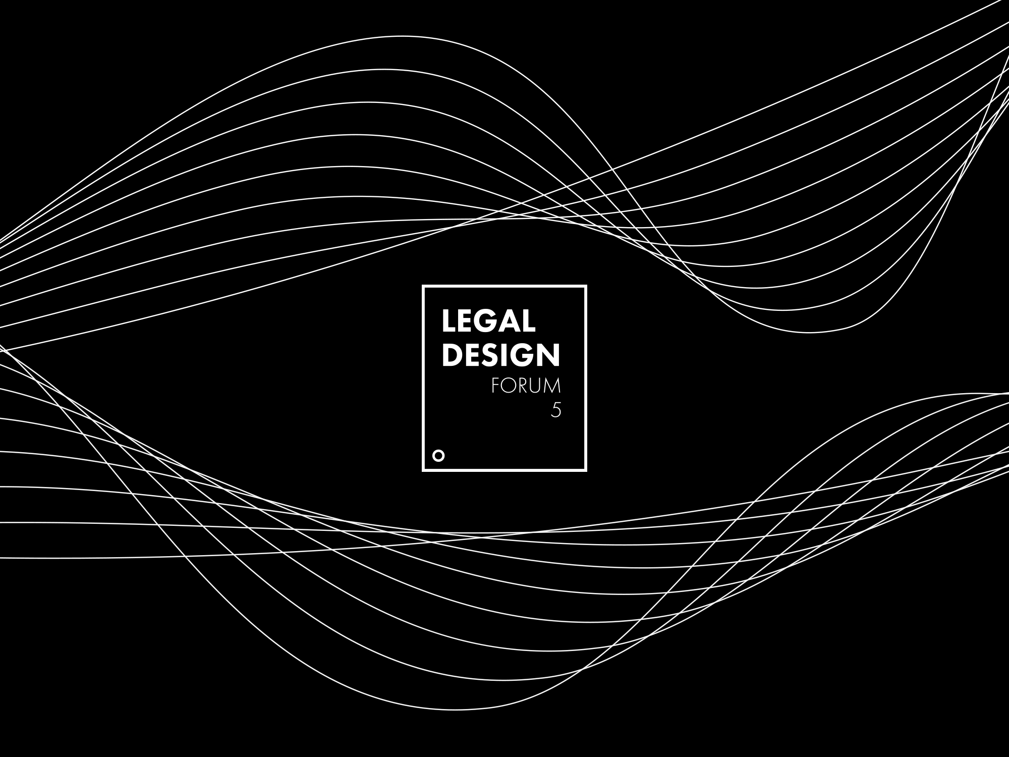Abstrakcyjna grafika z napisem: „LEGAL DESIGN FORUM 5”