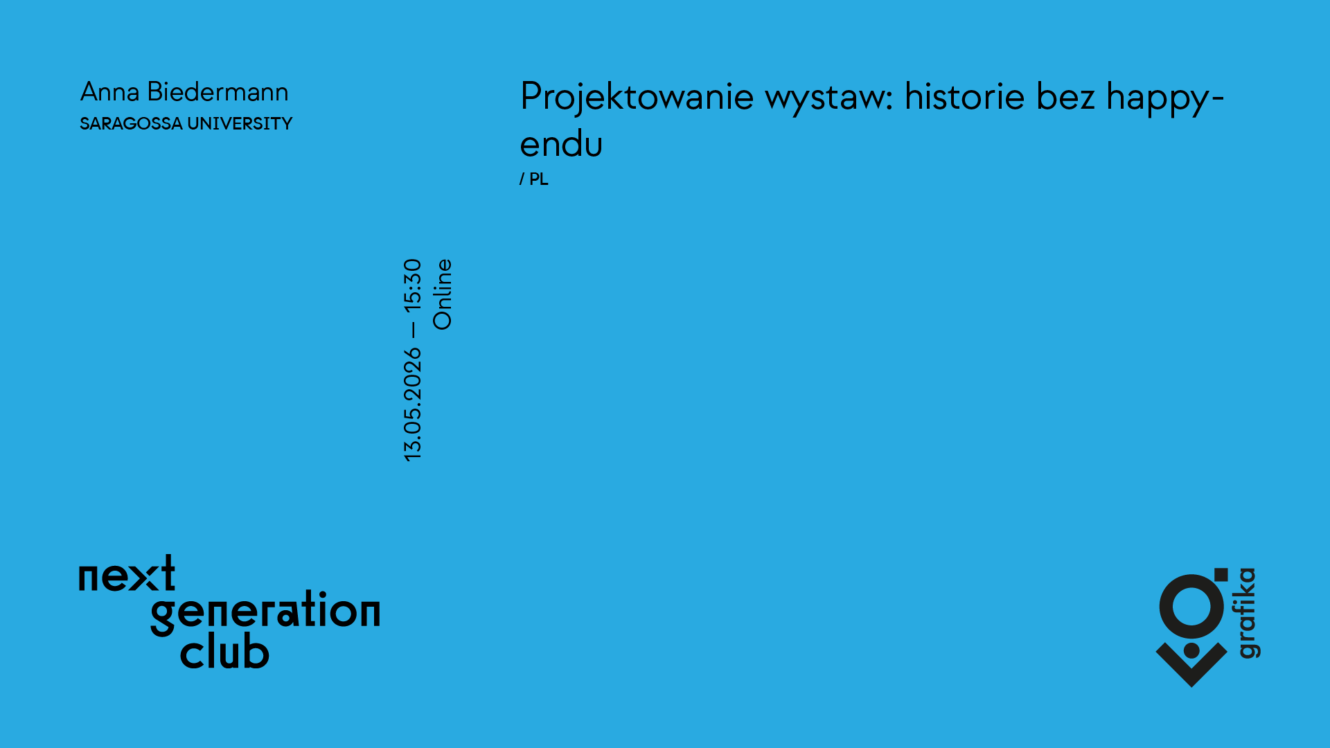 Grafika promująca spotkanie, zawiera tytuł spotkania, datę i czas i nazwisko prelegentki